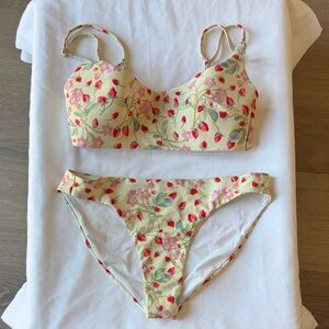 Victoria's Secret Yellow Floral/strawberry print bikini